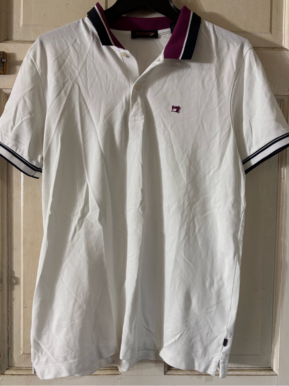 Scotch & Soda White Polo with Purple and Black Trim